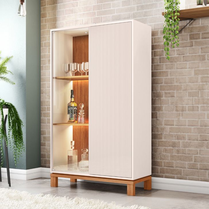 Cristaleira Mondrian 2 Portas Off White e Freijó