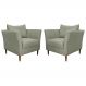 Kit 2 Poltronas Decorativa Sala de Estar Pés Palito Lubbock Couro Fendi G58 - Gran Belo