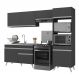 Armário de Cozinha Compacta 252cm Veneza Multimóveis V3693 Preto/Branco