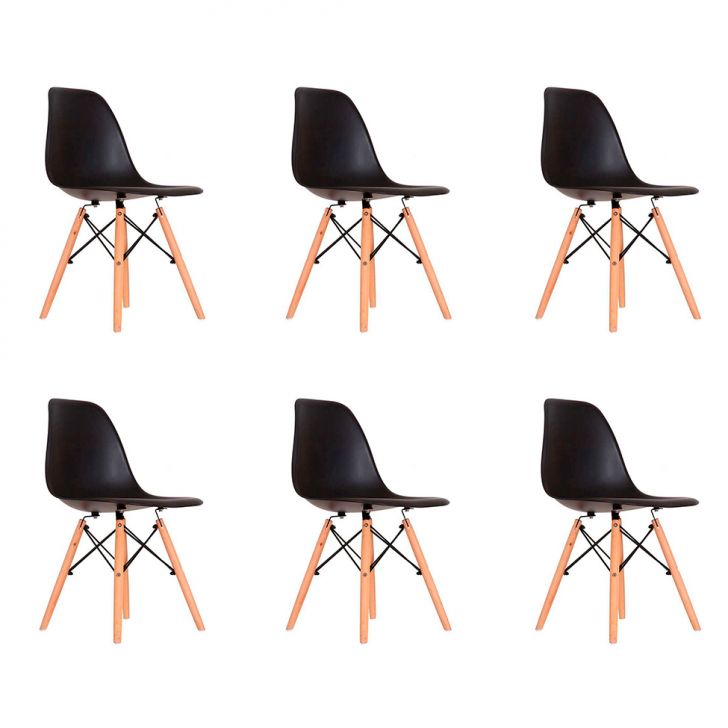 Conjunto com 6 Cadeiras Eames Quilmes Preto