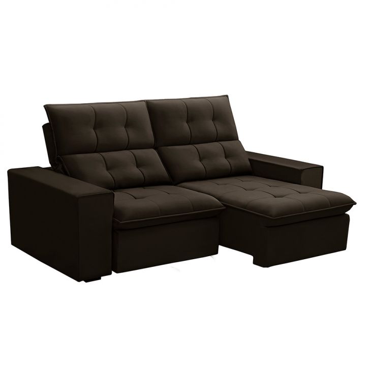 Sofá 3 Lugares Retrátil E Reclinável Palermo Veludo Marrom