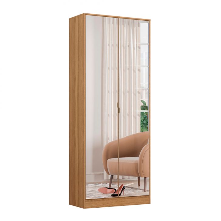 Sapateira com Espelho Grife 2 Portas 1 Gaveta Amêndola