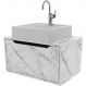 Gabinete de Banheiro 60 cm com Cuba e 1 Porta Basculante Mármore Branco