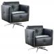 Kit 2 Poltronas Decorativas Astúria Base Giratória Couro Preto - Mempra