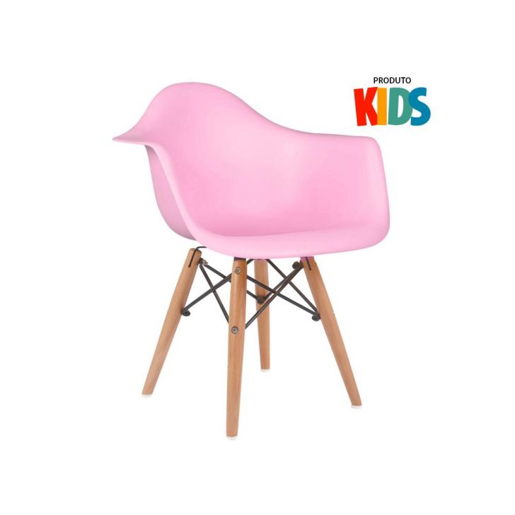 Cadeira infantil Eames Junior com apoio de braços Rosa claro