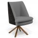 Poltrona Decorativa Base Giratória Pérsia D02 Veludo Cinza C-317 Corano Preto B-97 - Lyam Decor