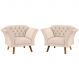 Conjunto Poltrona Decorativa Roseira Linha Bege