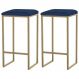 Kit 2 Banqueta Decorativa Billie Base Gold Veludo Azul - Gran Belo
