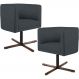 Kit 02 Poltronas Decorativas Giratória Base X Betina D02 Veludo Cinza B-317 - Lyam Decor