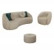 Conjunto Decorativo Sofá 240cm e Poltrona Clarke com Puff Round Linho Bege G45 - Gran Belo