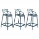 Kit 3 banquetas médias Masters Allegra 66 cm Azul petróleo