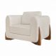 Poltrona Decorativa Pés em Madeira Buzz Linho Off White Rústico G63 - Gran Belo