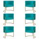 Kit 6 Poltronas Decorativa Sala de Estar Luana Base Gold Suede Azul Turquesa - Montanaris Decor