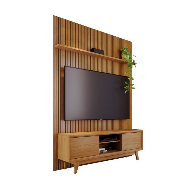 Rack Com Painel Para Tv Até 65 Polegadas Milo 2 Portas Cumaru