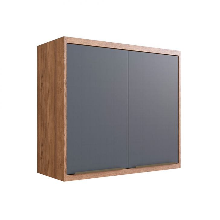 Armário Aéreo Ten 2 Portas Freijó e Grafito 80 cm