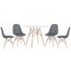 Mesa redonda Eames 100 cm + 4 cadeiras estofadas Eiffel Botonê Mesa branco com cadeiras cinza escuro