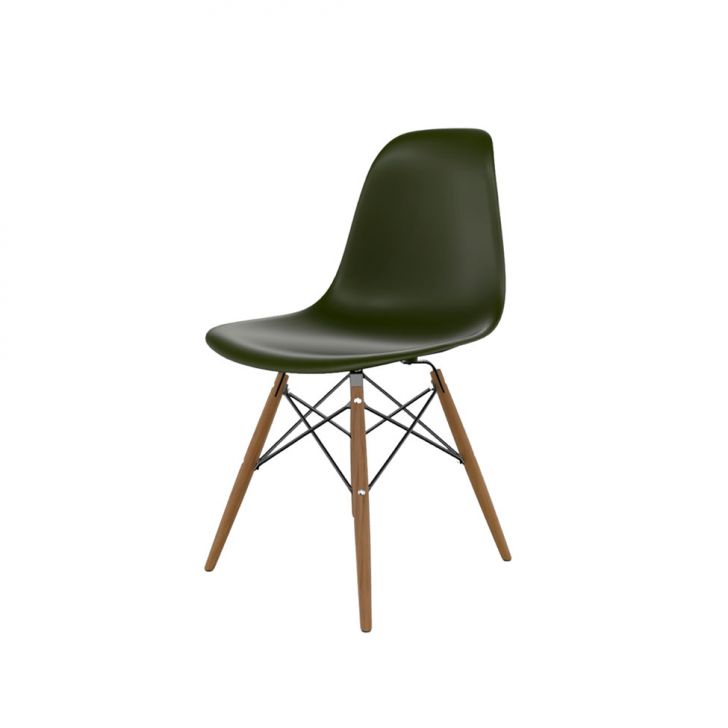 Cadeira Eames Verde Musgo e Madeira