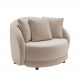 Poltrona Decorativa para Sala 122cm Pés Madeira Kaly M22 Veludo Bege - Mpozenato