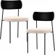 Kit 02 Cadeiras Estofadas Para Sala De Jantar Melina L02 Couríssimo Preto Suede Bege - Lyam Decor