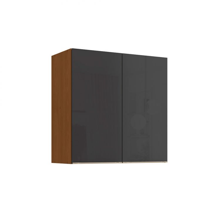 Armário Aéreo Vibra 2 Portas Canela e Grafite 80 cm