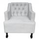 Poltronas Decorativa Pés Luis XV Gênises Encosto Estilo Capitonê Suede Branco - DS Estofados