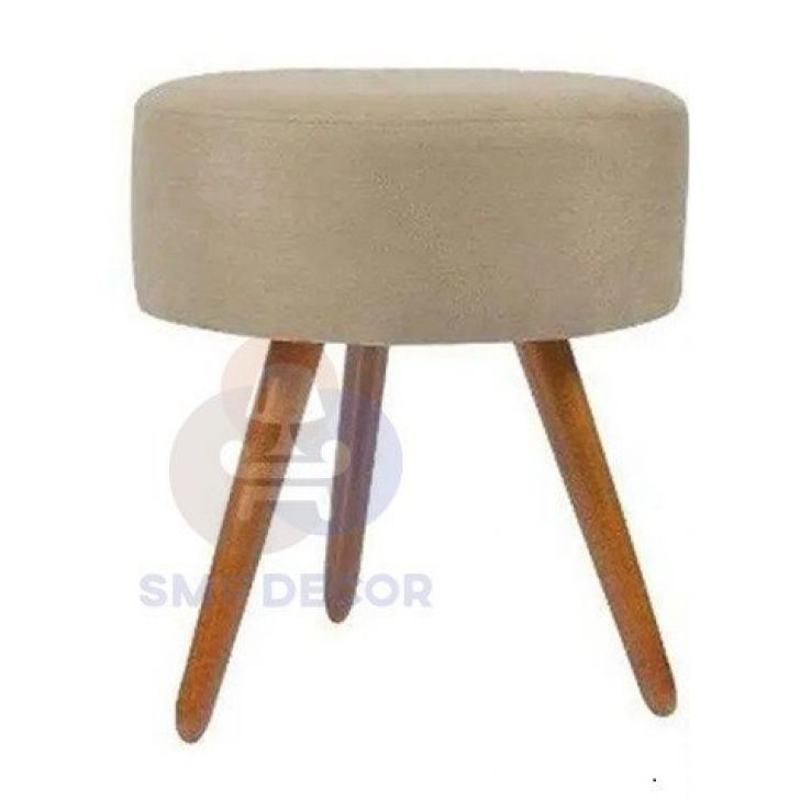 Puff Redondo Pés Palito   Bege