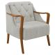 Poltrona Decorativa Braços em Madeira Hand Linho Cru G45 - Gran Belo