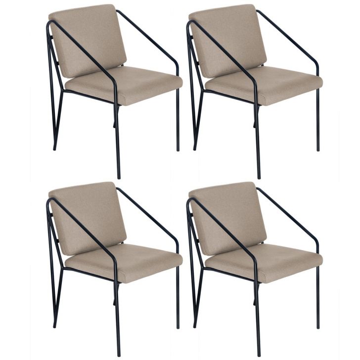 Kit 4 poltronas cadeiras estofada Bergen nórdico escandinavo Nude