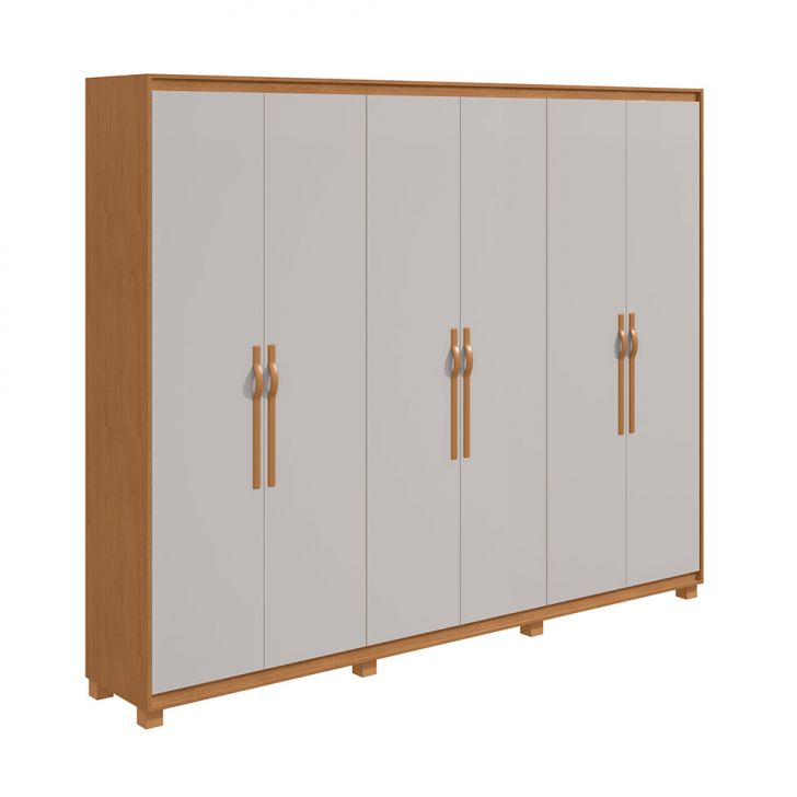 Guarda-roupa Casal Com Pés Suavitá 6 Portas 6 Gavetas Amêndoa Clean E Off White