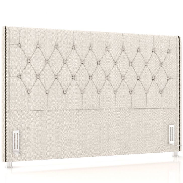 Cabeceira Cama Box Casal 140cm Estofada Frizza P05 Linho Creme - Lyam Decor