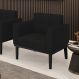Poltrona Decorativa Karen Pés Fixo em Madeira Preto Linho Preto G19 - Gran Belo