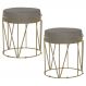 Kit 2 Puffs Decorativo Sala de Estar Base Gold Chloe Veludo Cinza - Gran Belo