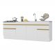 Kit com 2 Balcões de Cozinha 150cm e 70cm com Rodapé Veneza Multimóveis V2108 Branco/Dourado
