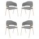 Conjunto 4 Cadeiras Veneza Bouclé Cinza Metal Champanhe
