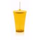 Copo Com Canudo 500 Ml Amarelo Multi-uso Transparente
