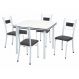 Conjunto de Mesa de Jantar com 4 Cadeiras Alice Branco e Preto