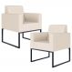 Kit 02 Poltronas Decorativas para Sala Recepção Base Fixa De Metal Helô L02 Suede Bege - Lyam Decor