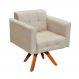 Poltrona Giratória Elisa Suede Bege Base Madeira MM30 D'Rossi