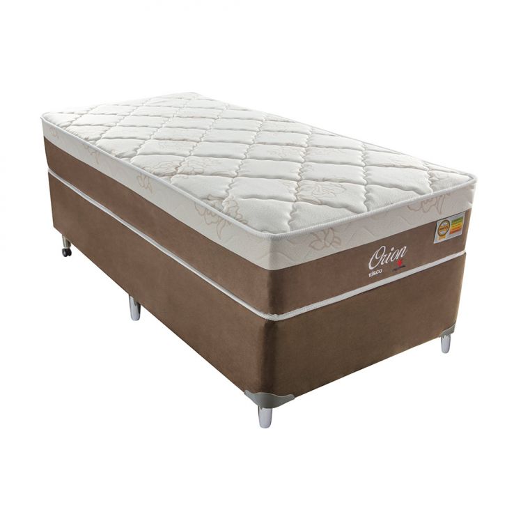 Cama Box Solteiro Orion I Com Colchão Solteiro Molas Ensacadas Marrom E Bege