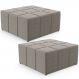 Kit 02 Puffs Decorativos Para Sala De Estar Quadrado Milano 90x90 W01 Bouclê Bege - Lyam Decor