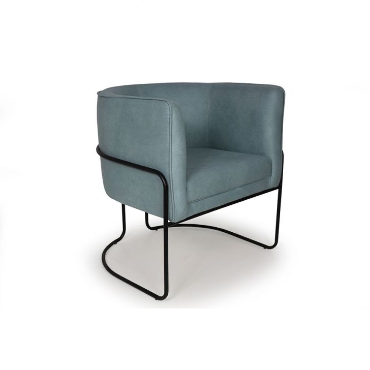 Poltrona Betina Poliéster Azul E Preta