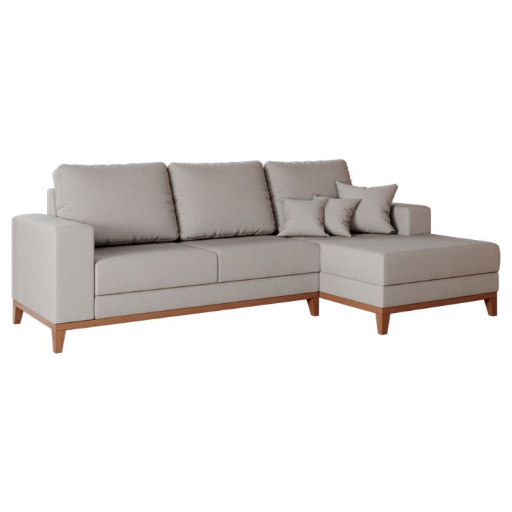 Image of Sofá 4 Lugares Belgrado Com Chaise Direito Linho Cru 250 Cm PLA-MO173UP40HYHMOB