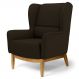 Poltrona Decorativa Para Sala de Estar Milena D02 Base de Madeira Corano Marrom C-34 - Lyam Decor