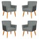 Kit 4 Poltronas Decorativa para Sala de Estar Cecília Linho Cinza - Montanaris Decor