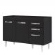 Balcão Gabinete Para Pia 120cm 3 Portas sem Tampo Suécia Preto - Lumil