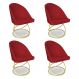 Kit 04 Cadeiras Poltrona de Jantar Bela Suede Vermelho Base Metálica Luxo Dourado - Pallazio
