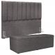 Kit Cabeceira Cama Box Queen 160cm Calçadeira Baú Dália W01 Linho Cinza Escuro - Lyam Decor