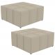 Kit 02 Puffs Decorativos Para Sala de Estar Quadrado Milano 90x90cm W01 Linho Bege - Lyam Decor