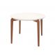 Mesa de Jantar Redonda com Tampo de Vidro Off White Donatella Natural 115 cm