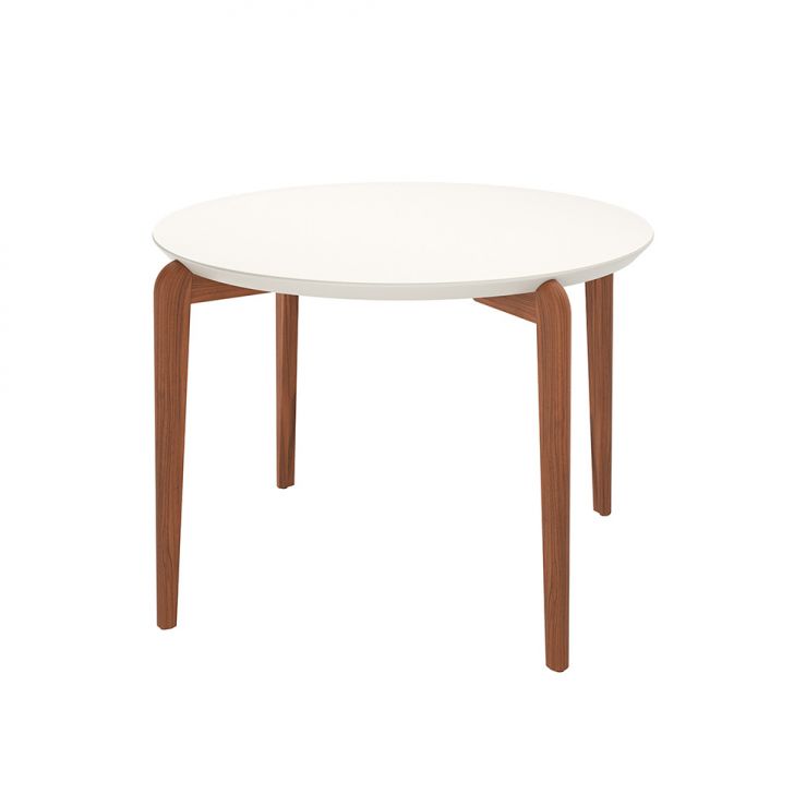 Mesa de Jantar Redonda com Tampo de Vidro Off White Donatella Natural 115 cm